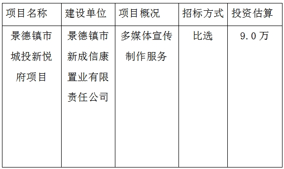 宣傳廣告、攝制招投标