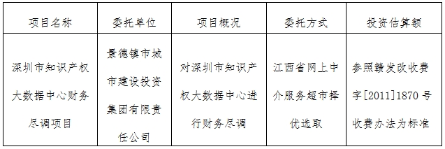 深圳市知識産權大數據中心财務盡調項目計劃公告